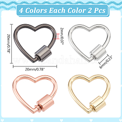 8 Stück 4 Farben Zinklegierung Schraubkarabiner Schloss Charms&nbsp;FIND-ME0003-39