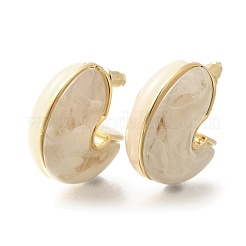 Orecchini a bottone in ottone a forma di C&nbsp;LS-EJEW-A121-10G-02