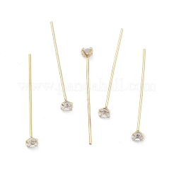 Kopfstifte aus Messing mit Mikropavé und klarem Zirkonia-Stein&nbsp;KK-M306-09G-03