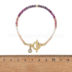Braccialetti con perline rotonde sfaccettate in pietra naturale mista sfumata&nbsp;BJEW-JB14398-02