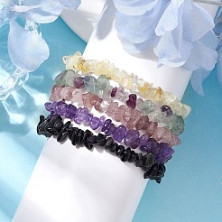 12 constellation de bracelets extensibles en perles de pierres précieuses mélangées naturelles pour femmes et hommes&nbsp;BJEW-JB10264-02