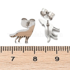 Anlaufgeschützte Ohrstecker aus 304er Edelstahl mit Wolf-Motiv für Damen&nbsp;EJEW-Z017-13P