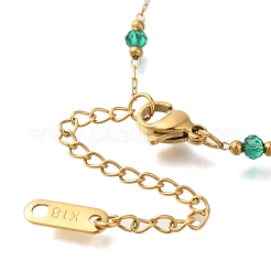Ionenplattierung (IP) 304 Edelstahl & Glas Büroklammer Kette Strand Muschel geformt Anhänger Halsketten für Frauen&nbsp;NJEW-H037-01G