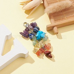 Decorazioni pendenti con perline di pietre preziose miste naturali e sintetiche chakra&nbsp;HJEW-JM01235-01