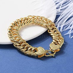 Bracelets à chaîne cubaine en laiton pour femmes et hommes&nbsp;BJEW-R016-01G-02
