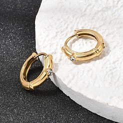 Pendientes de aro con rhinestone de acero inoxidable 304&nbsp;EJEW-P344-06G
