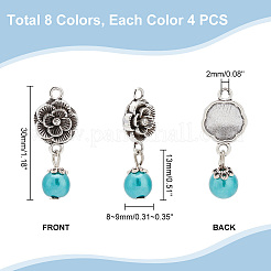 Pendenti rotondi in perle di vetro e plastica ABS con imitazione di perle e accessori in stile tibetano&nbsp;FIND-PH0008-86