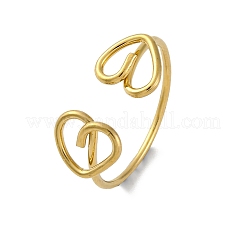 Anelli polsino aperto in acciaio inossidabile 304 a forma di cuore per donna&nbsp;RJEW-F174-07G