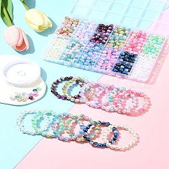 DIY-Armband-Sets aus runden Regenbogen-ABS-Kunststoff-Imitationsperlen&nbsp;DIY-FS0007-71