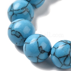 Braccialetti con perline intrecciate turchesi sintetiche rotonde da 12.5 mm per donna uomo&nbsp;BJEW-C060-01Y