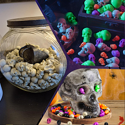 150 stücke 9 arten halloween thema leuchtende kunststoff schädel display dekorationen&nbsp;KY-SP0001-76