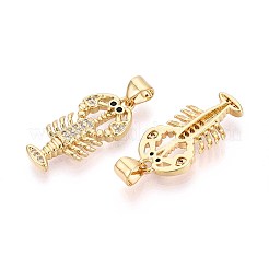 Pendentifs avec zircon cubiques à micro-pavés en laiton&nbsp;KK-T071-88G