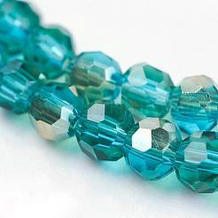 Metà placcato sfaccettate Placchi tondo perle di vetro fili&nbsp;X-EGLA-D021-42