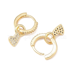 Orecchini a cerchio con zirconi cubici trasparenti a forma di cuore&nbsp;EJEW-F310-05G