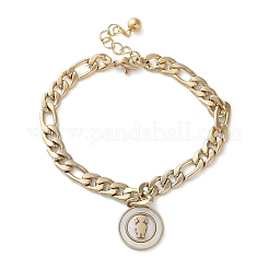 304 Edelstahl flach rund mit Mädchen Charm Armbänder&nbsp;BJEW-A036-13G-01