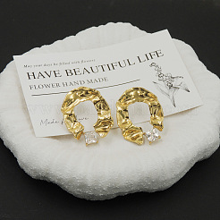Boucles d'oreilles puces en acier inoxydable 304 et zircon cubique&nbsp;WG18948-01