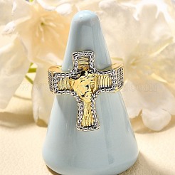 Latón micro pave anillos de brazalete de circonio cúbico&nbsp;RJEW-U035-02GP-01