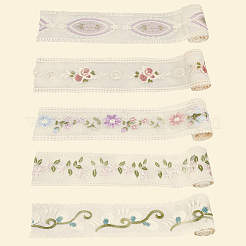 10 Yards 5 Farben Polycotton Stickerei Blumen Spitzenband&nbsp;AJEW-CY0001-36