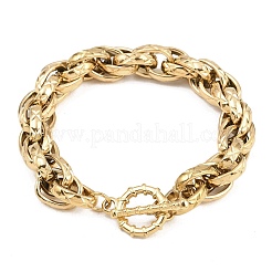 Bracelets à double maillon en acier inoxydable 304 texturé pour femmes&nbsp;BJEW-P391-01D-G