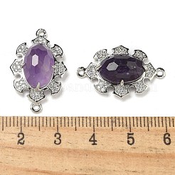 Natürlicher Amethyst facettiert ovaler Verbindungsanhänger&nbsp;G-G181-06P-03