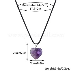 Halskette mit Herzanhänger aus natürlichem Amethyst und schwarzer Kordel&nbsp;NI9317-13