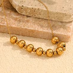 Collares de cuentas redondas de acero inoxidable para mujer&nbsp;UA9365-1