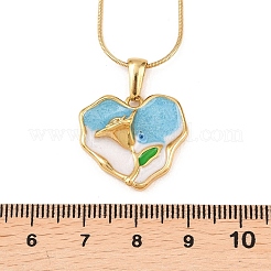 Colliers pendentifs en acier inoxydable 304 émaillé en forme de cœur et de fleur&nbsp;NJEW-H088-01G