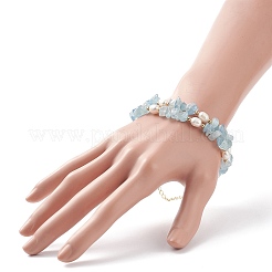 Scaglie di acquamarina naturale e collana con perline di perle&nbsp;NJEW-JN04008-04