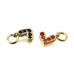 Pendenti in ottone micro pavé di zirconi cubici con anello saltante&nbsp;KK-V012-01G