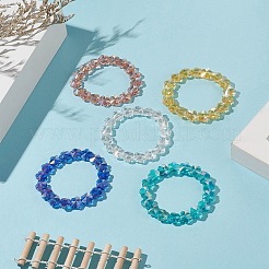 Bracciali per bambini con perline in fiore di prugna in vetro placcato&nbsp;BJEW-JB09172