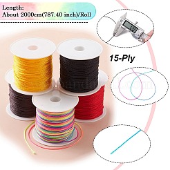 5 Rolle 5 Farben 15-fädiges rundes Nylongeflecht&nbsp;NWIR-YW0001-06B