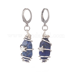 5 par de aretes colgantes de bala con piedras naturales mixtas de 5 estilos&nbsp;EJEW-JE05067