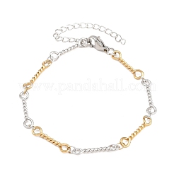 Zweifarbige Armbänder aus gedrehtem Seilgliederkettchen aus Edelstahl 304 für Damen&nbsp;BJEW-A160-09GP
