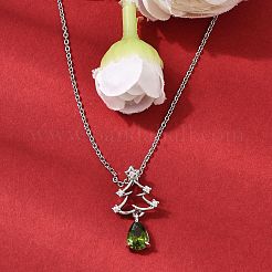 Weihnachtsschneeflocke Messing Micro Pave Zirkonia Anhänger Halsketten&nbsp;NJEW-L468-01P-B01