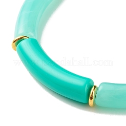 Bracciale elasticizzato con perline in tubo curvo in acrilico bicolore&nbsp;BJEW-JB07971-03