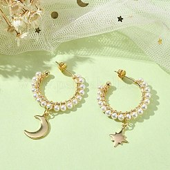 Asymmetrische Ohrringe mit Stern und Mond&nbsp;EJEW-TA00307