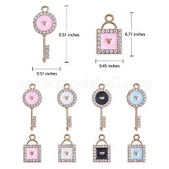 32 Stück 8 Stile Legierung Emaille Zirkonia Anhänger Liebespunkt Diamant Keylock Legierung Anhänger DIY Schmuck Zubehör&nbsp;JX549A