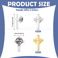 12 pz 2 colori spille in lega di zinco a croce&nbsp;JEWB-TA0001-22