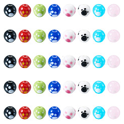 40pcs 8 Farben handgemachte Bunte Malerei-Perlen&nbsp;LAMP-TA0001-54A