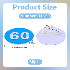 1 ensemble de broches rondes en plastique ABS numéro 31~60&nbsp;JEWB-OC0001-02C