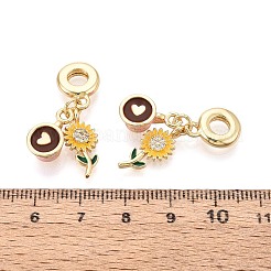 Europäische Anhänger aus Messing mit Mikropflaster und klarem Zirkonia und Emaille&nbsp;KK-T079-68G