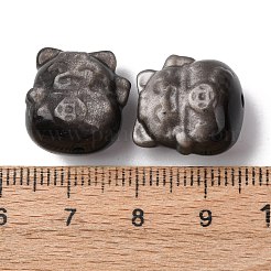Natürliche geschnitzte Obsidian-Silberperlen&nbsp;G-A310-03