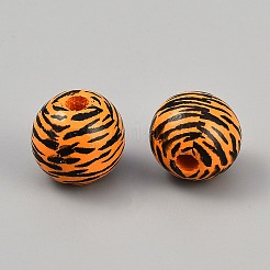 Perles européennes en bois à imprimé peau de tigre&nbsp;WOOD-WH0029-126A