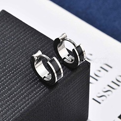 Pendientes de aro esmaltados de acero inoxidable 304&nbsp;EJEW-P300-03P-05