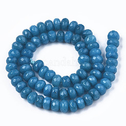 Perles de jade blanches naturelles teintes rondelles facettées&nbsp;X-G-R343-6x8-02