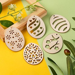 30 Stk. 6 Stil ungefärbte Naturholz große Anhänger&nbsp;WOOD-LS0001-16