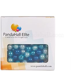 Perles de perles en verre nacré de couleur bleu mélangé de 8mm pour la fabrication de bijoux&nbsp;HY-PH0006-8mm-03
