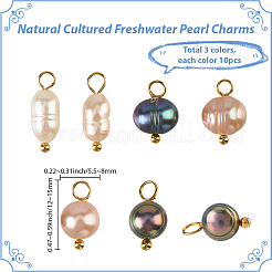 30 stücke 3 arten natürliche zucht süßwasser perle reis kartoffel charme&nbsp;PALLOY-SC00020