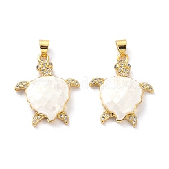 Ciondoli in vero ottone placcato oro 18k con micro pavé di zirconi chiari&nbsp;KK-D004-05G-D