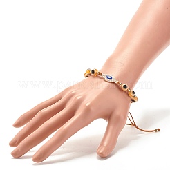 Braccialetto rotondo di perline intrecciate in resina malocchio&nbsp;BJEW-JB07365